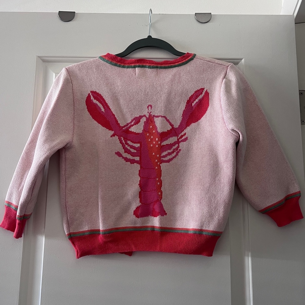 Palava Coral & Pink Lobster Knit Cropped Cardigan - S